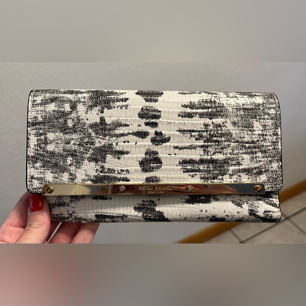 Henri Bendel leather tri-fold wallet